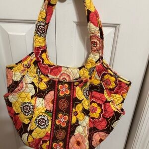 Vera Bradley Quilted Floral Tote Bag in Yellow, Pink & Brown